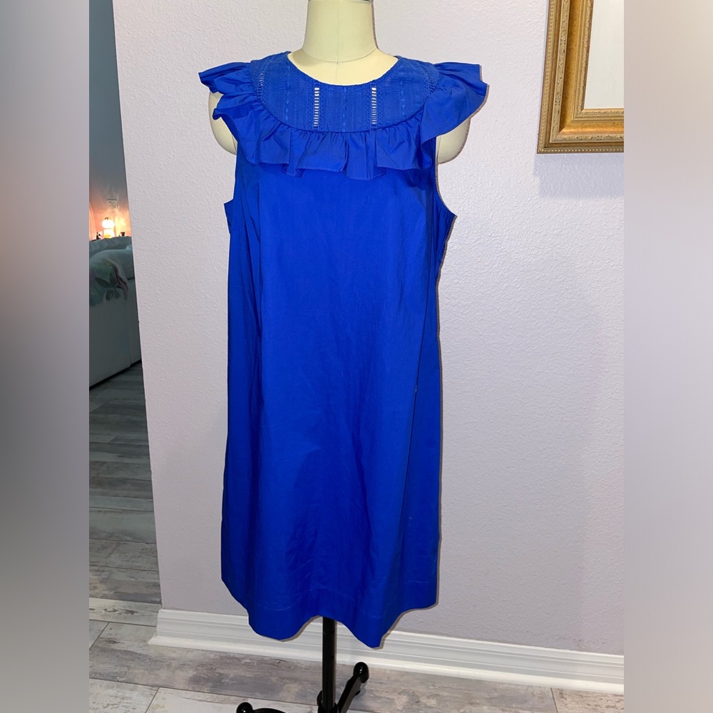 NWT J. Crew Blue Ruffle Dress